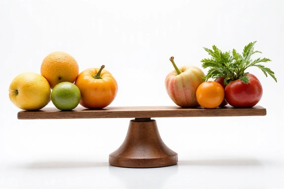 Bilancia con frutta fresca su un piatto